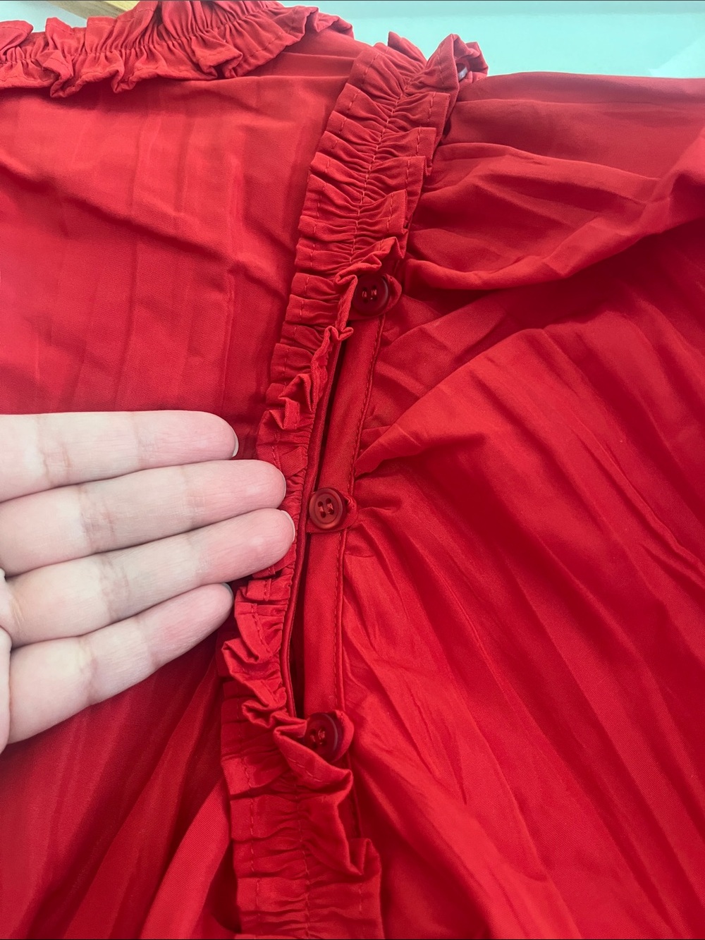 Damson Madder Everly Red Ruffle Puff-Sleeve Blouse Removable Sleeves Maximalist - Picture 4 of 6